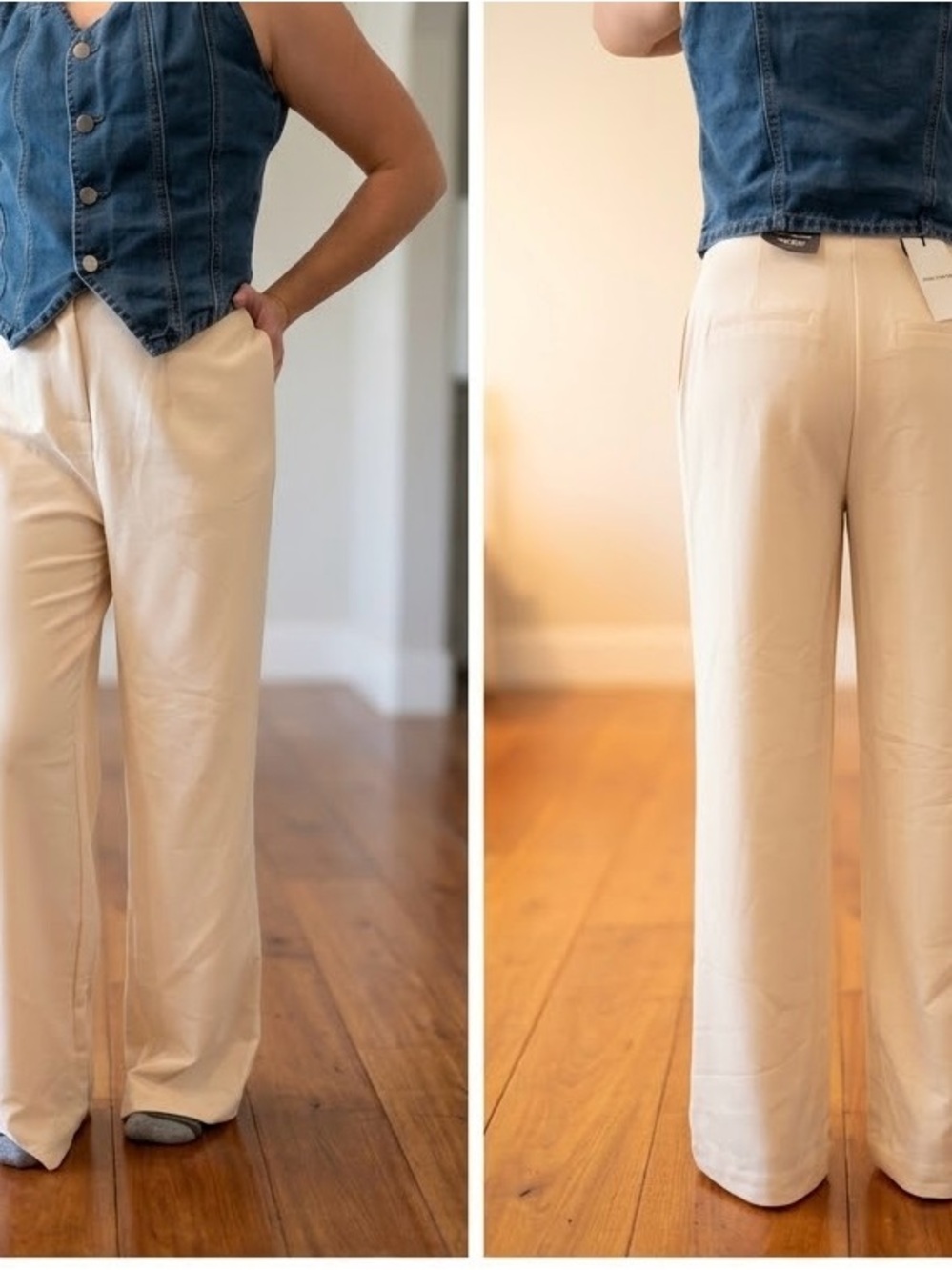 Who What Wear Wide-Leg Cream Pants